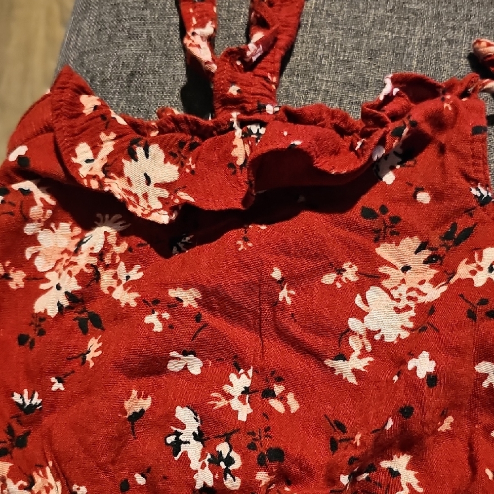 Abercrombie & Fitch Burgundy Floral Crop Top Summer Size Xsmall Ruffles - Picture 5 of 6